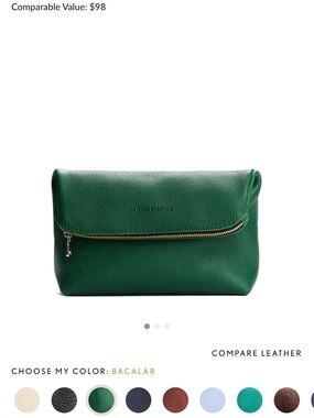 NWOT Portland Leather Green boogie pouch/Leather Fold-Over Clutch
